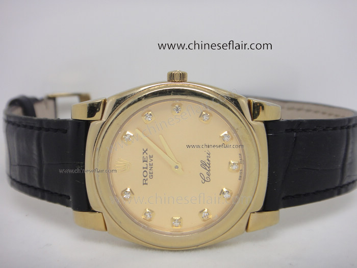 Copy Rolex Cellini Time Yellow Gold Watch Men Size